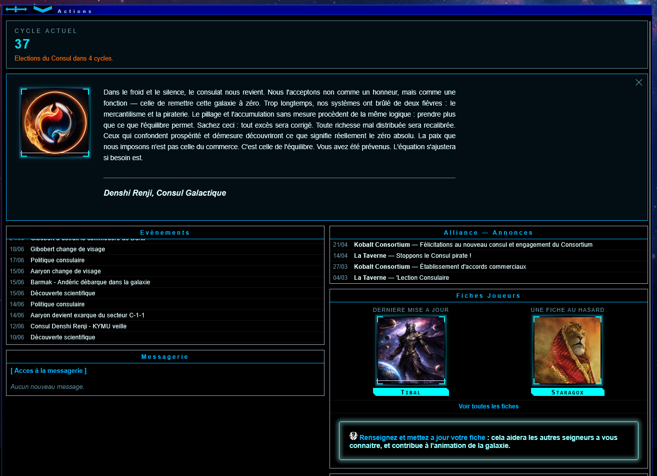 Etablissez des alliances, complots, accords pour servir vos ambitions. Si Empirium plaît aux amateurs de DarkOrbit ou Ikaram, il accorde également de l'importance au roleplay et l'encourage.